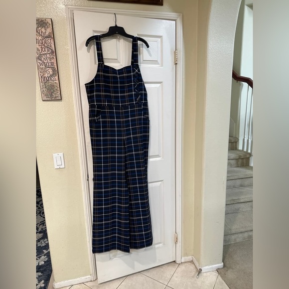Plaid Blue and Black Women's Dress - Picture 1 of 3